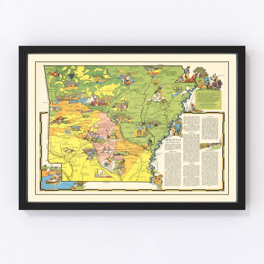 Vintage Map of Arkansas 1941