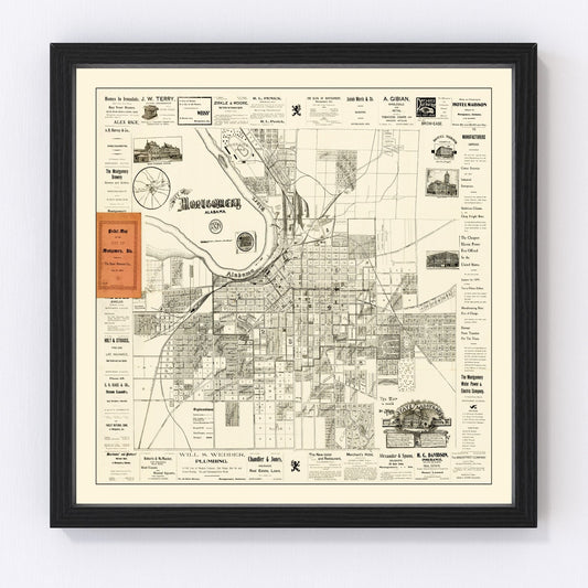 Vintage Map of Montgomery, Alabama 1899