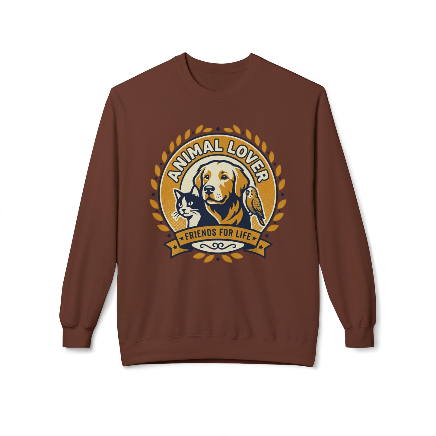 Animal Lover Crewneck Sweatshirt — "Animal Lover • Friends for Life" Graphic