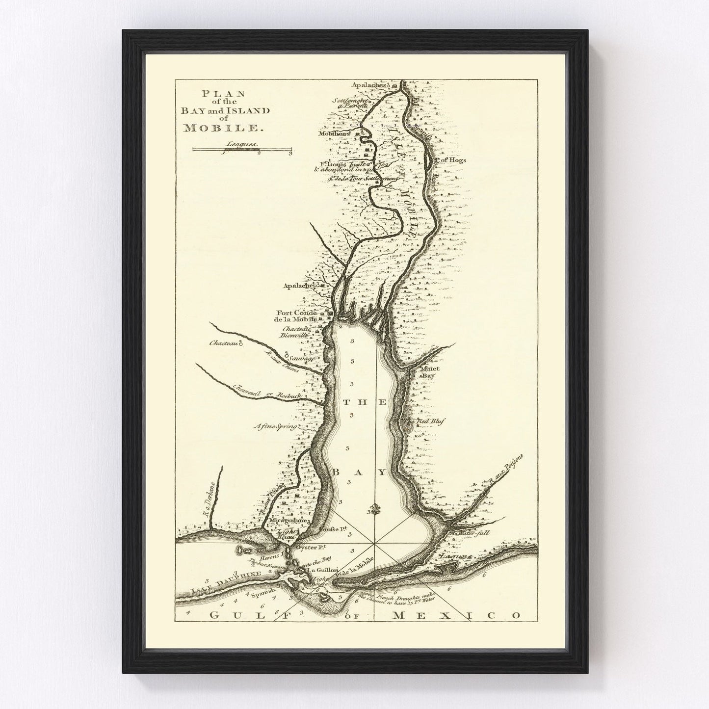 Vintage Map of Mobile, Alabama 1763