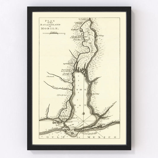 Vintage Map of Mobile, Alabama 1763