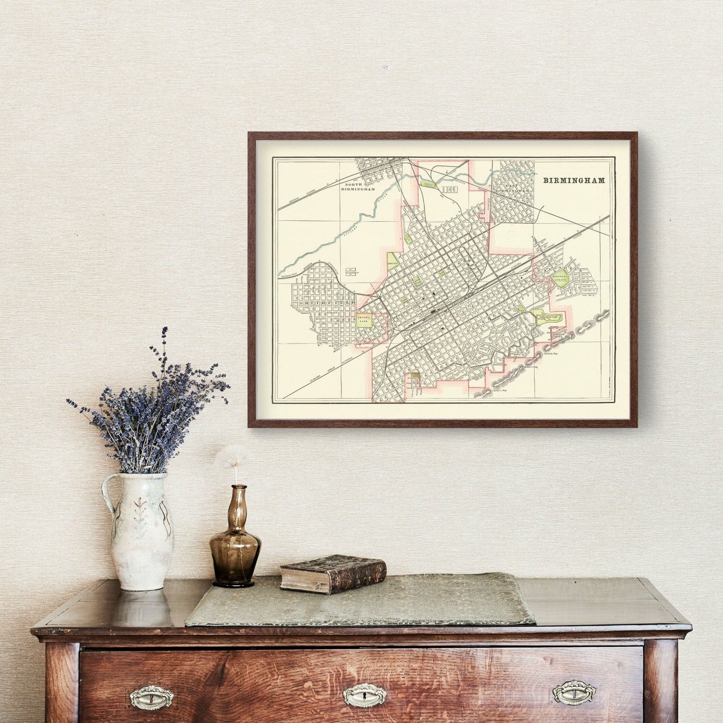 Vintage Map of Birmingham, Alabama 1895