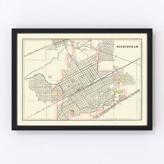 Vintage Map of Birmingham, Alabama 1895