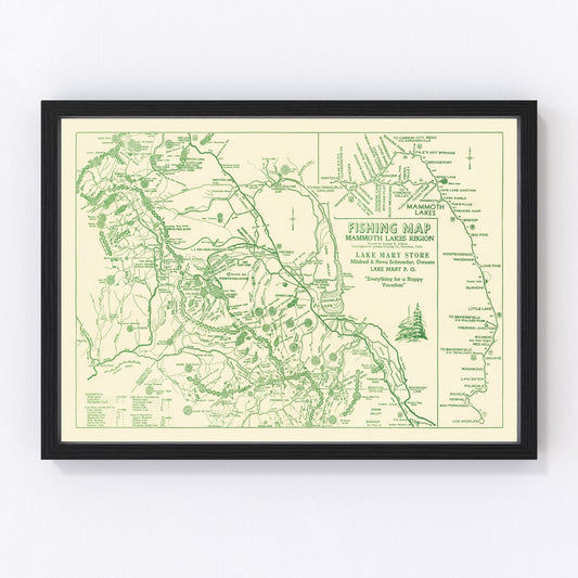 Vintage Map of Mammoth Lakes, 1930