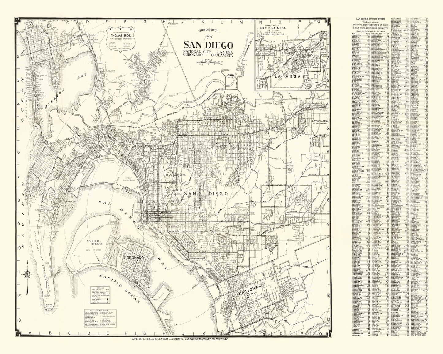 Vintage Map of San Diego, California 1930