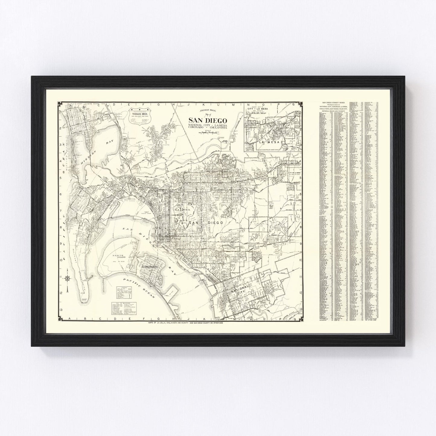 Vintage Map of San Diego, California 1930