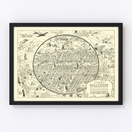 Vintage Map of Hollywood, California 1930