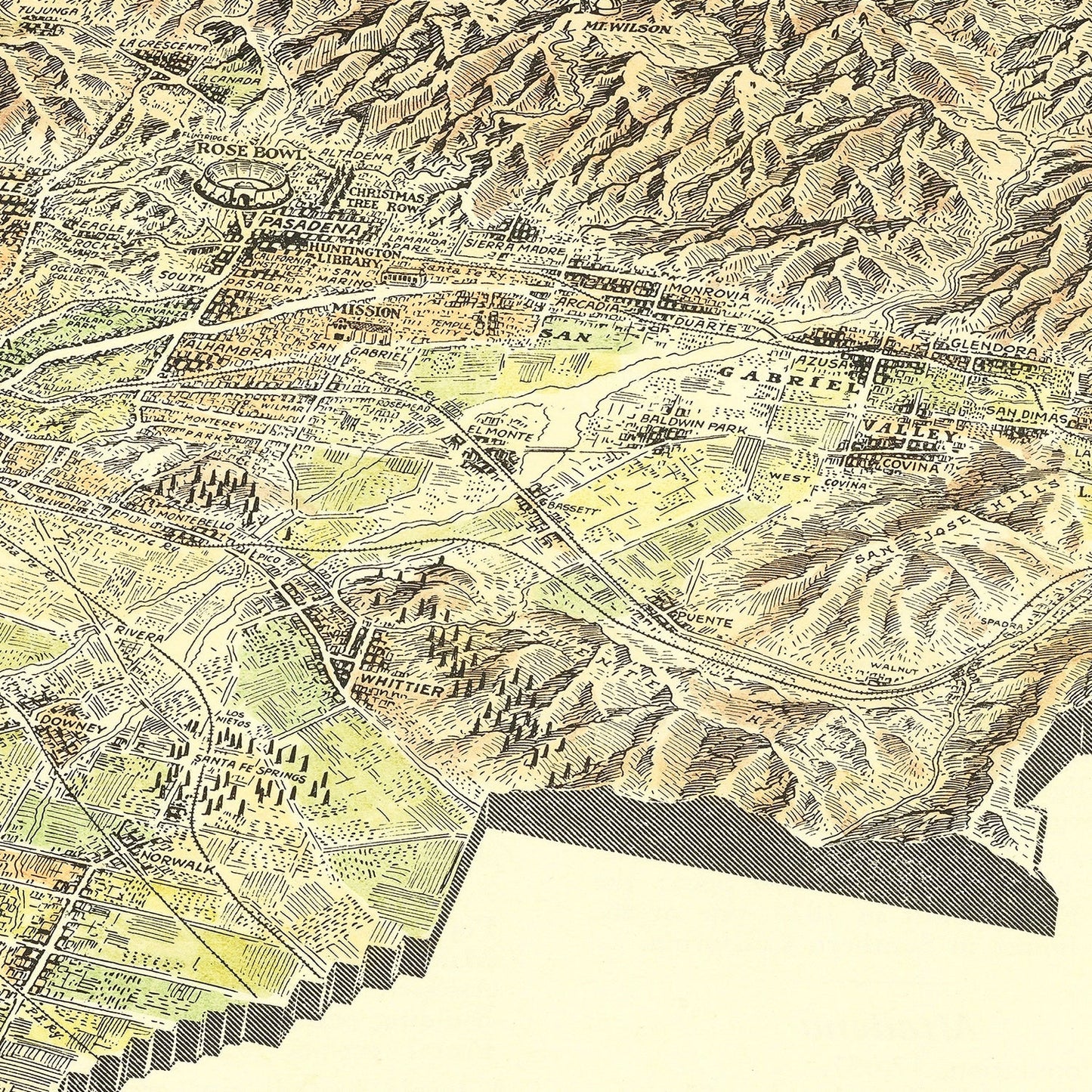 Vintage Map of San Gabriel Valley, California 1931