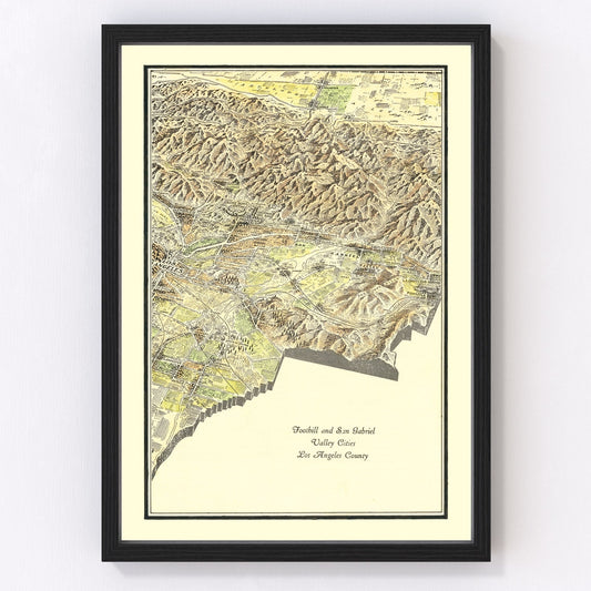 Vintage Map of San Gabriel Valley, California 1931