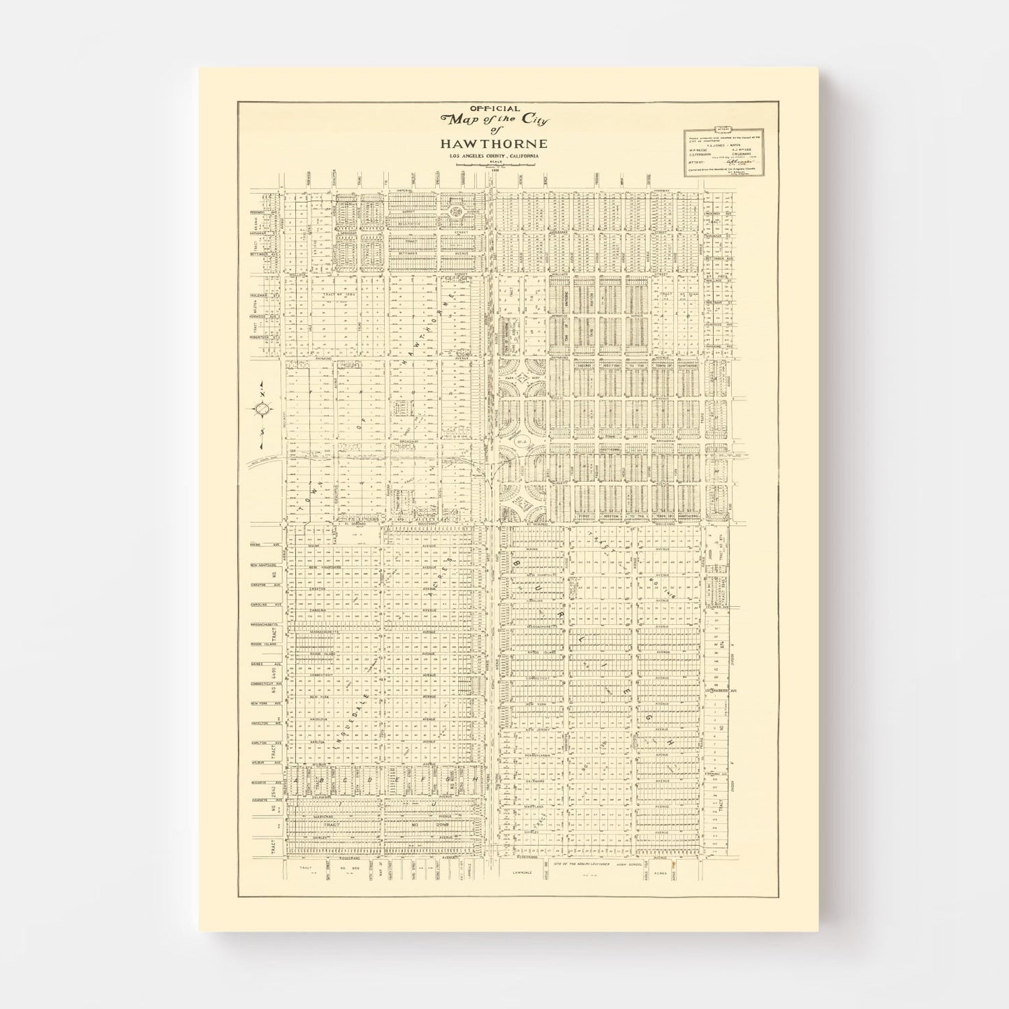 Vintage Map of Hawthorne, California 1932
