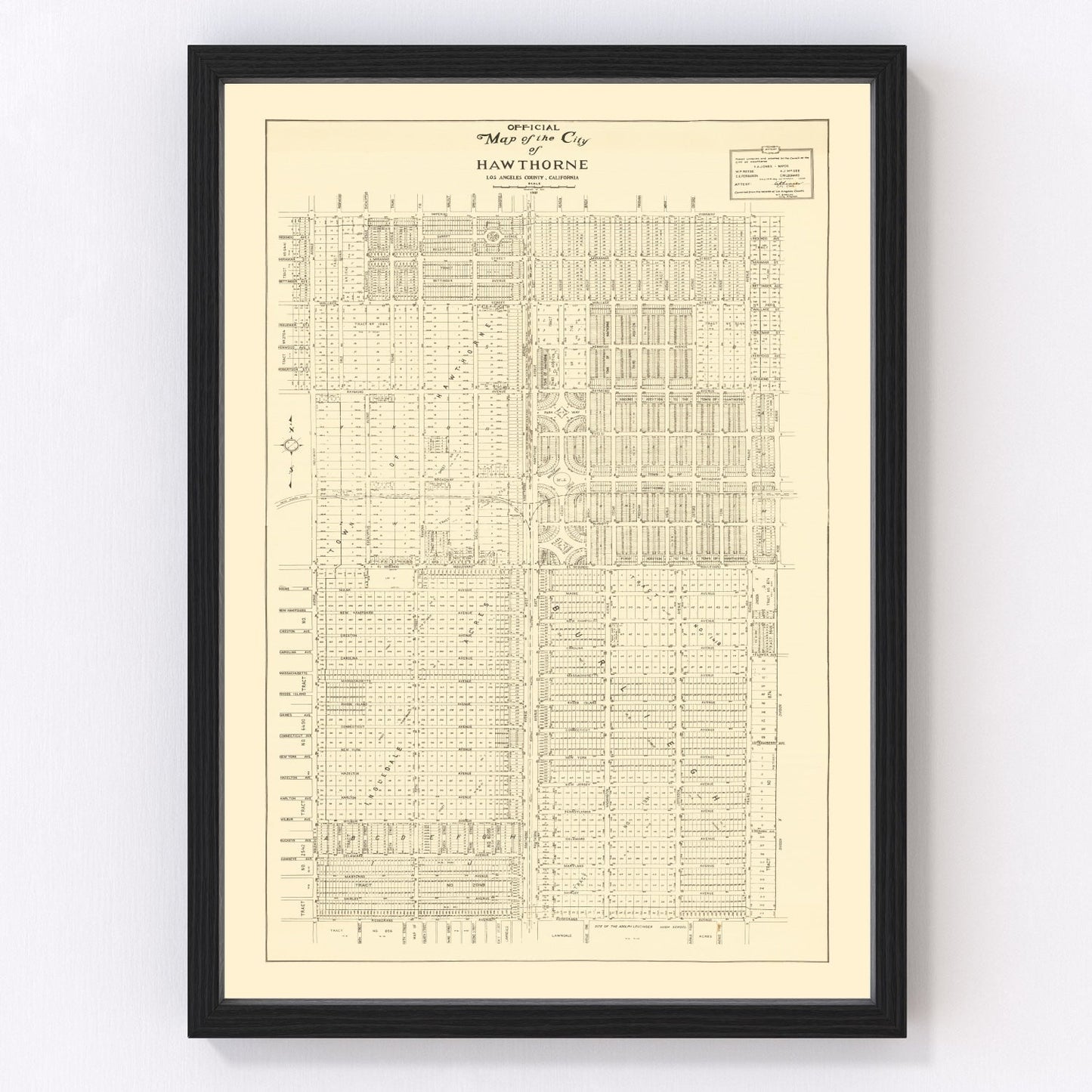 Vintage Map of Hawthorne, California 1932