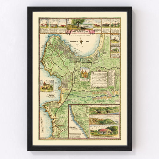 Vintage Map of Monterey, California 1933