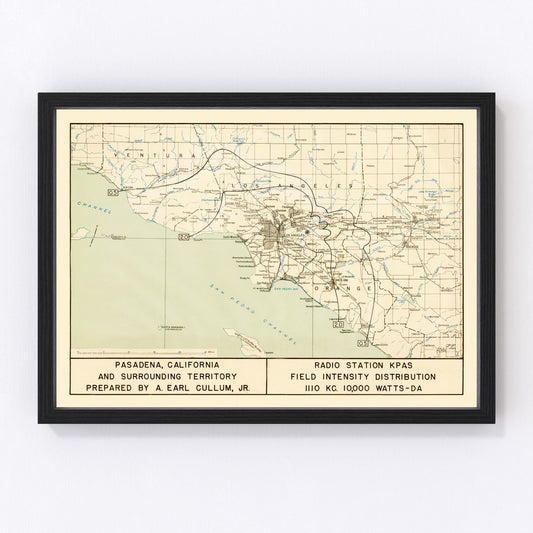 Vintage Map of Pasadena, California 1935