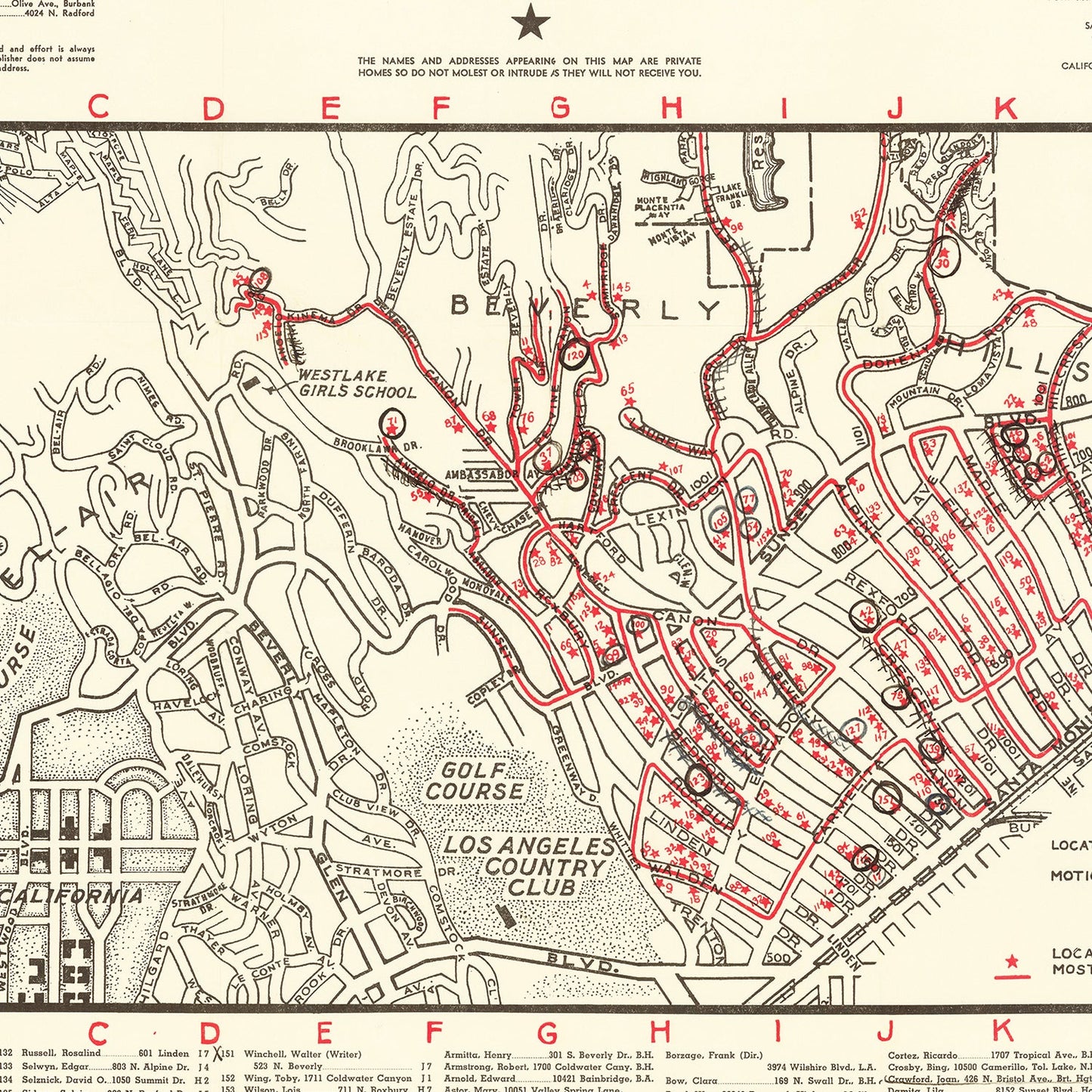 Vintage Map of Beverly Hills, California 1938