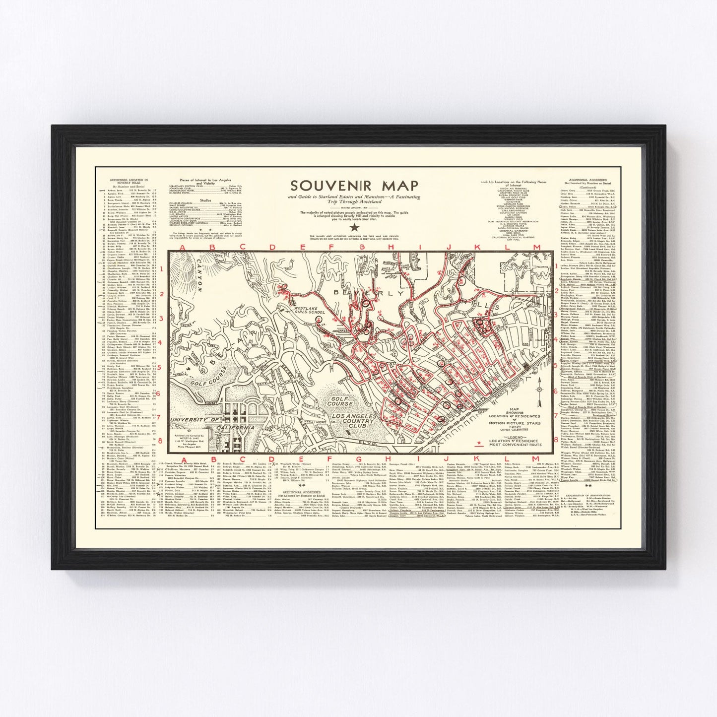 Vintage Map of Beverly Hills, California 1938