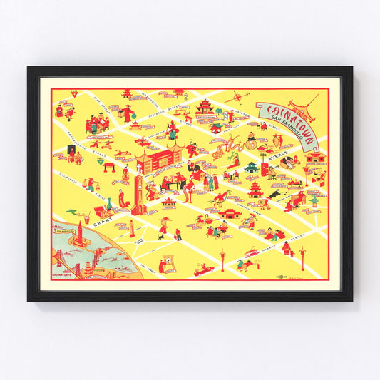 Vintage Map of Chinatown San Francisco, California 1939