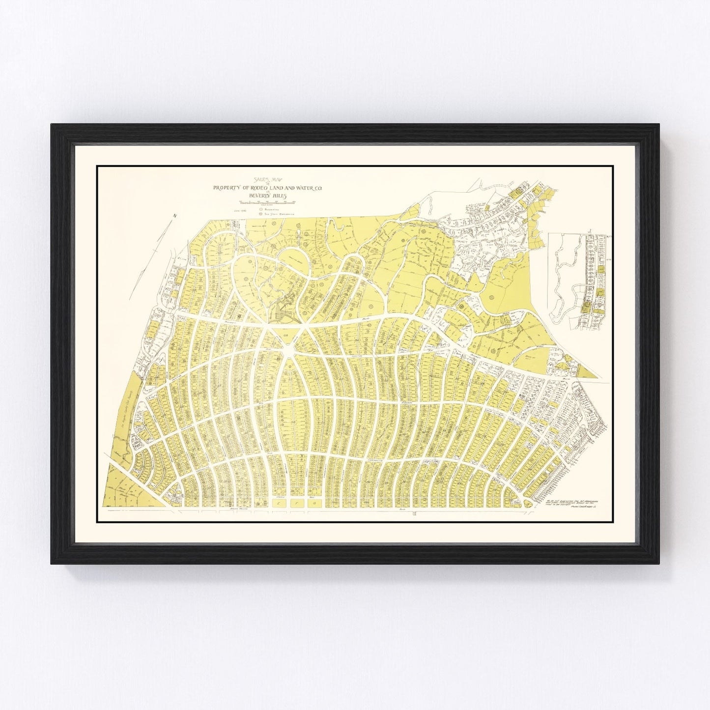 Vintage Map of Beverly Hills, California 1940