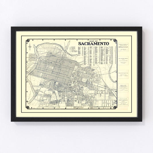 Vintage Map of Sacramento, California 1920