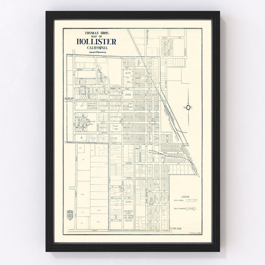 Vintage Map of Hollister, California 1920