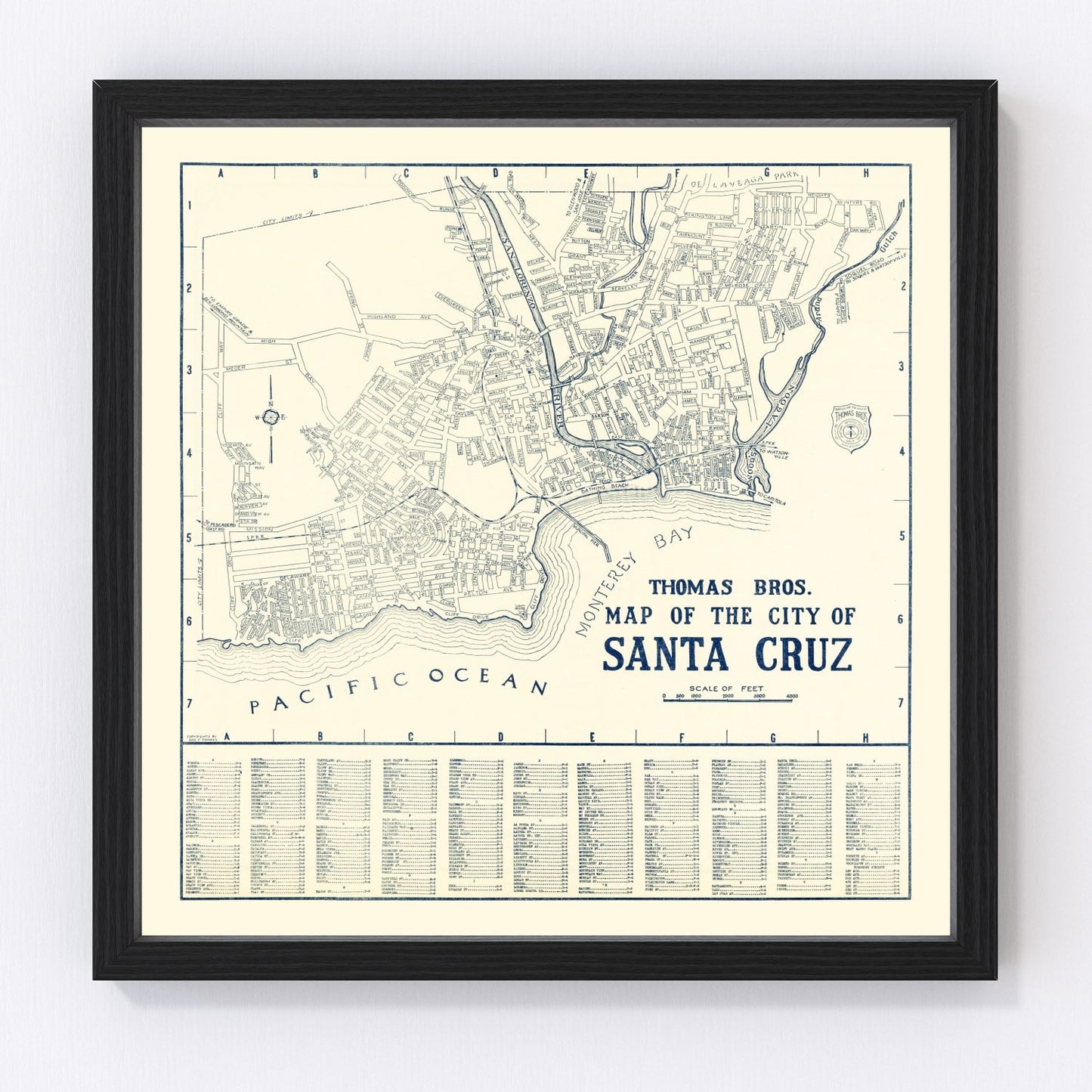 Vintage Map of Santa Cruz, California 1920