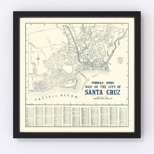 Vintage Map of Santa Cruz, California 1920
