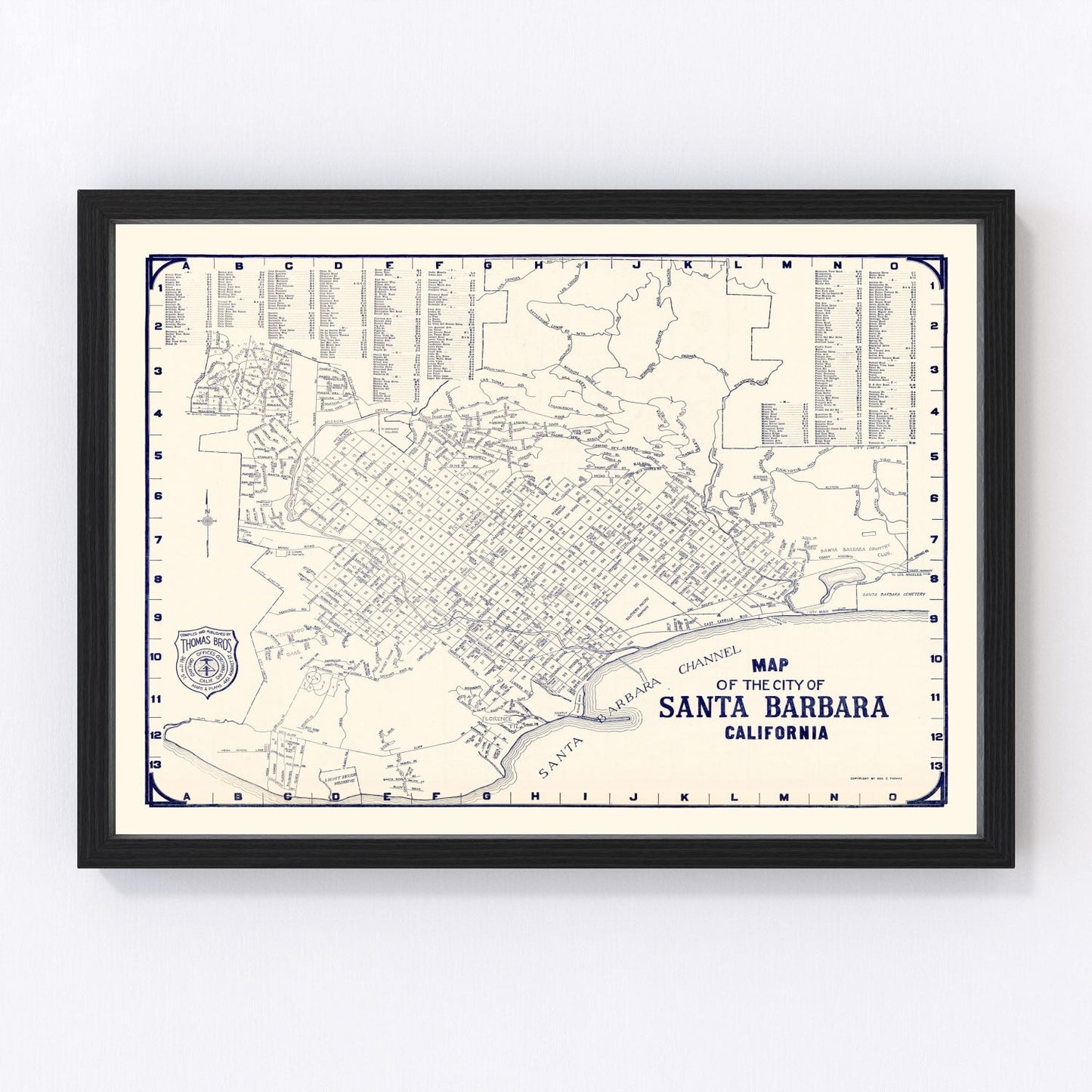 Vintage Map of Santa Barbara, California 1920