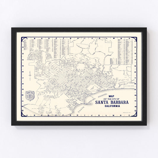 Vintage Map of Santa Barbara, California 1920