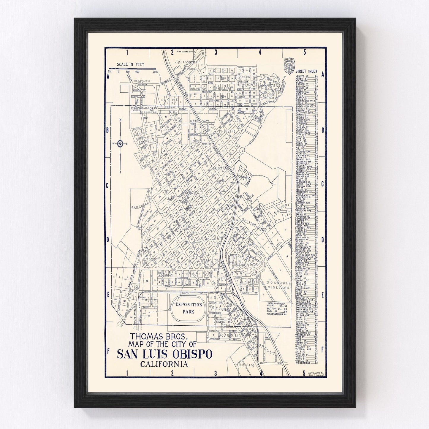 Vintage Map of San Luis Obispo, California 1920