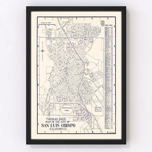 Vintage Map of San Luis Obispo, California 1920