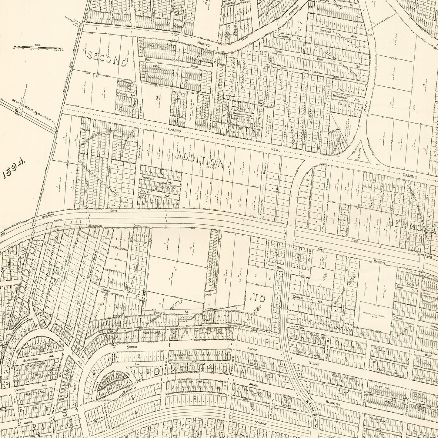 Vintage Map of Hermosa Beach, California 1922