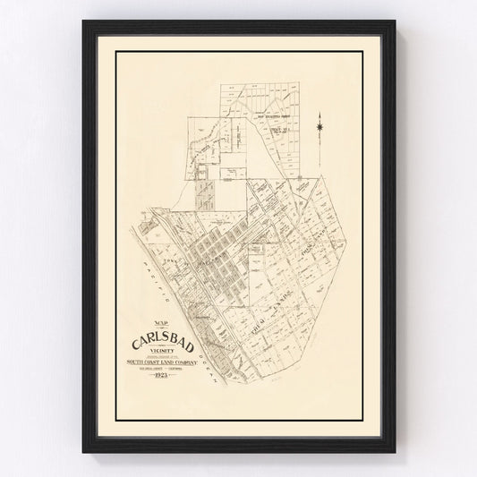 Vintage Map of Carlsbad, California 1923