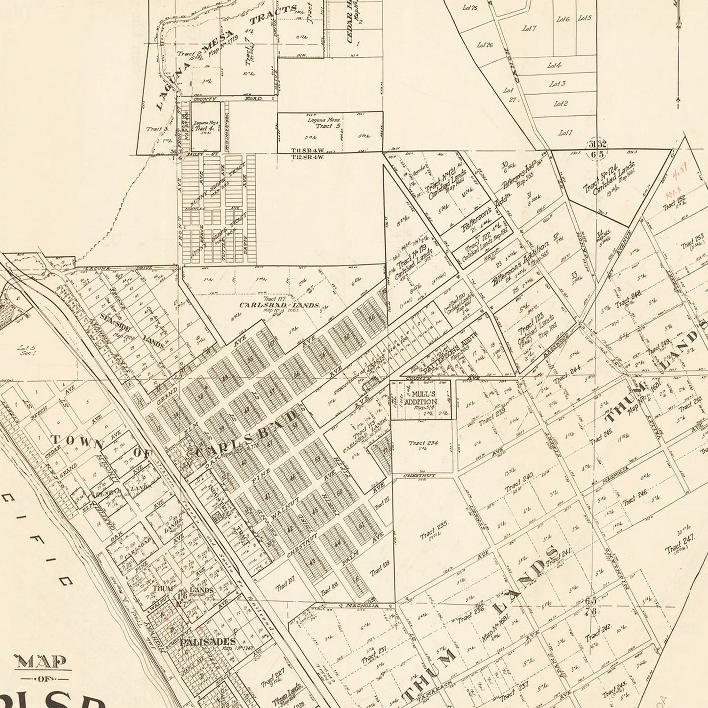 Vintage Map of Carlsbad, California 1923