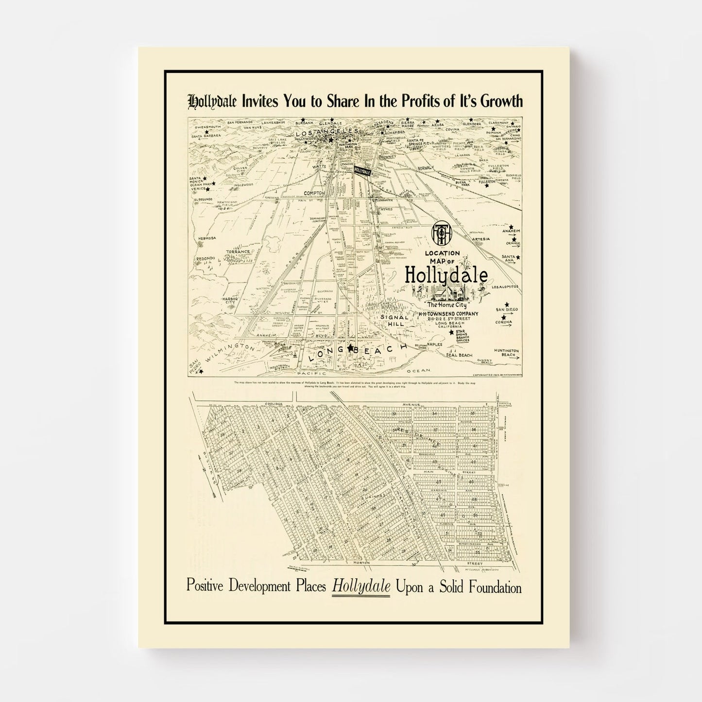 Vintage Map of Hollydale, California 1923