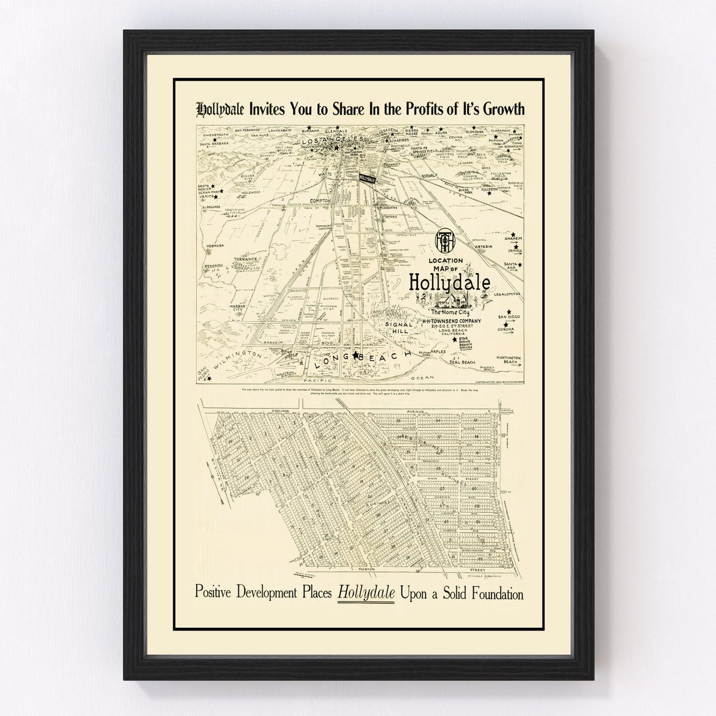 Vintage Map of Hollydale, California 1923