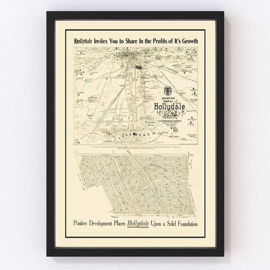 Vintage Map of Hollydale, California 1923