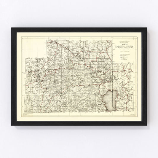 Vintage Map of Tahoe National Forest 1925