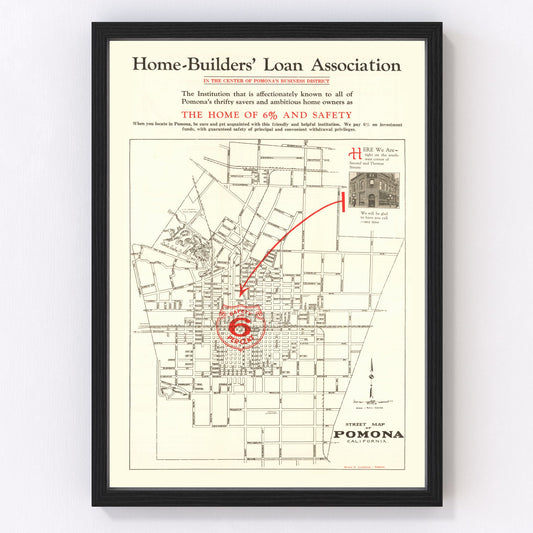 Vintage Map of Pomona, California 1926