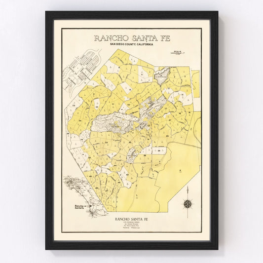 Vintage Map of Rancho Santa Fe, California 1929