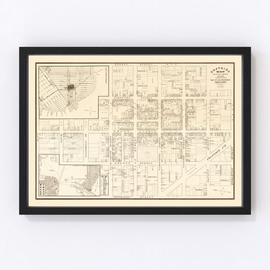 Vintage Map of San Francisco's China Town, California 1929