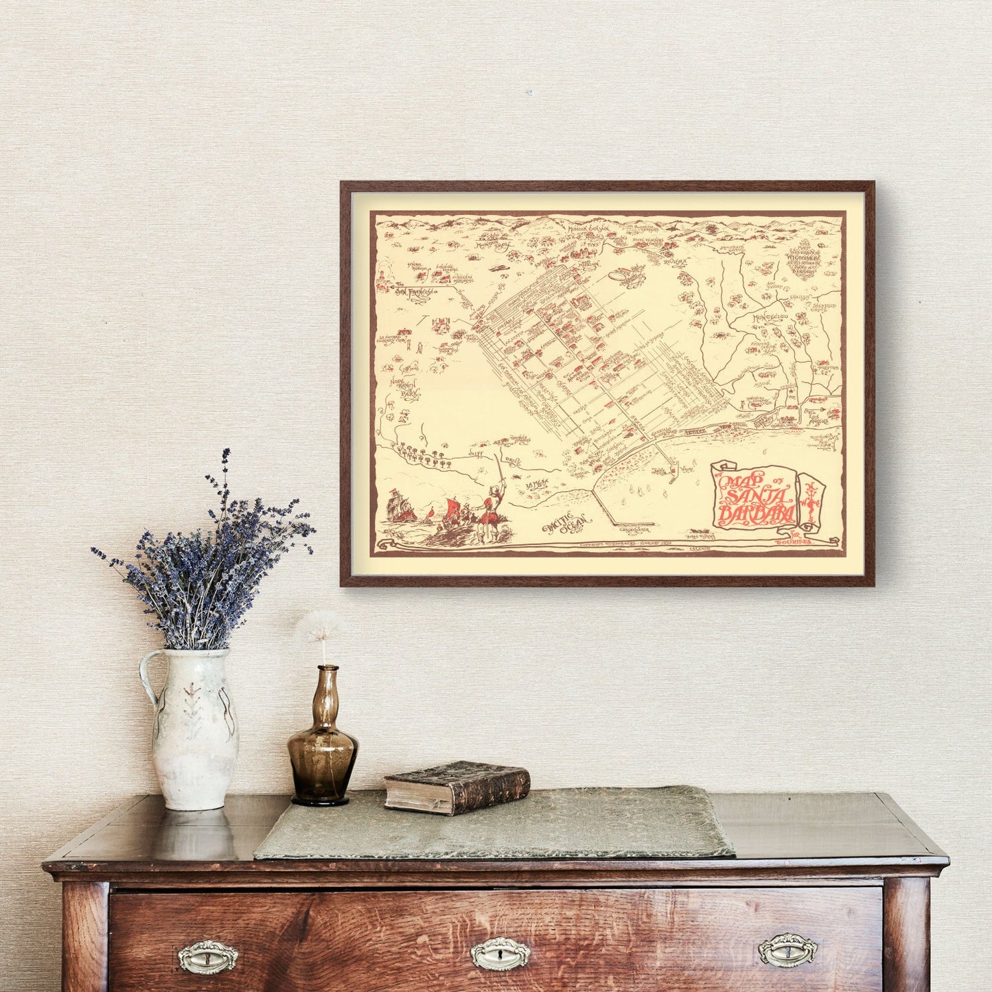 Vintage Map of Santa Barbara, California 1930