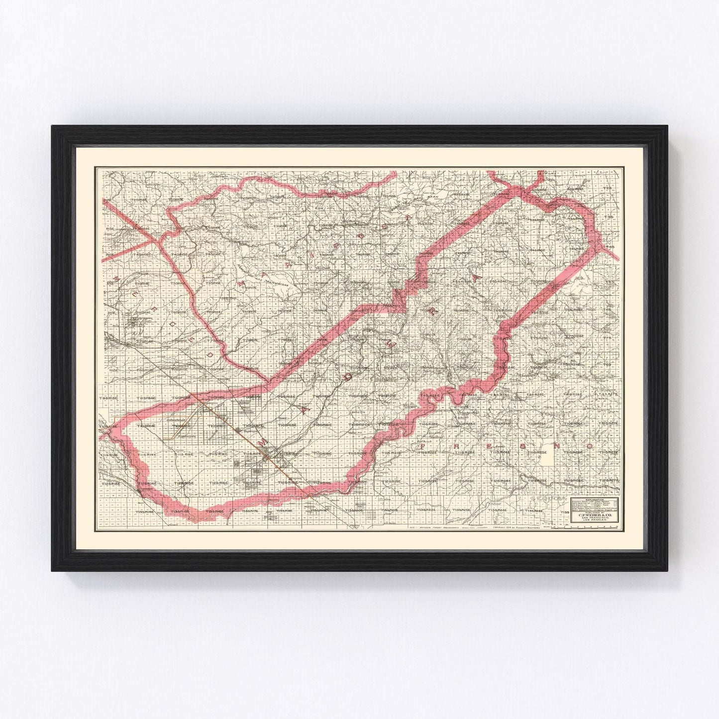 Vintage Map of Madera County, California 1914
