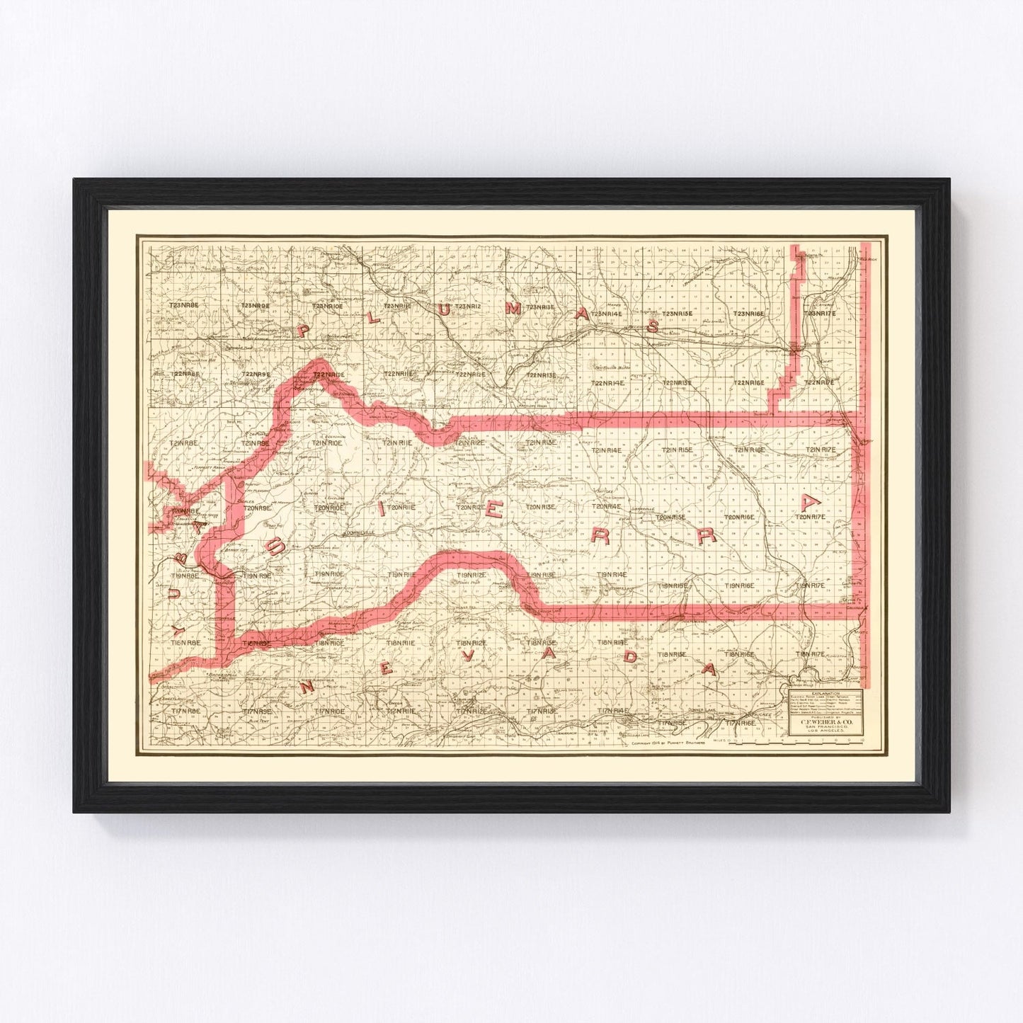 Vintage Map of Sierra County, California 1914