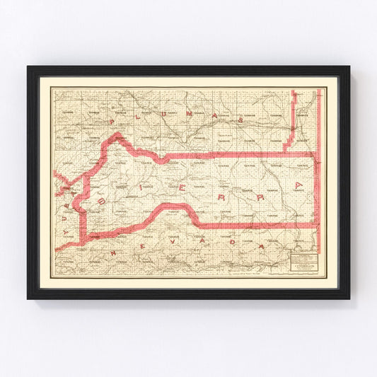 Vintage Map of Sierra County, California 1914