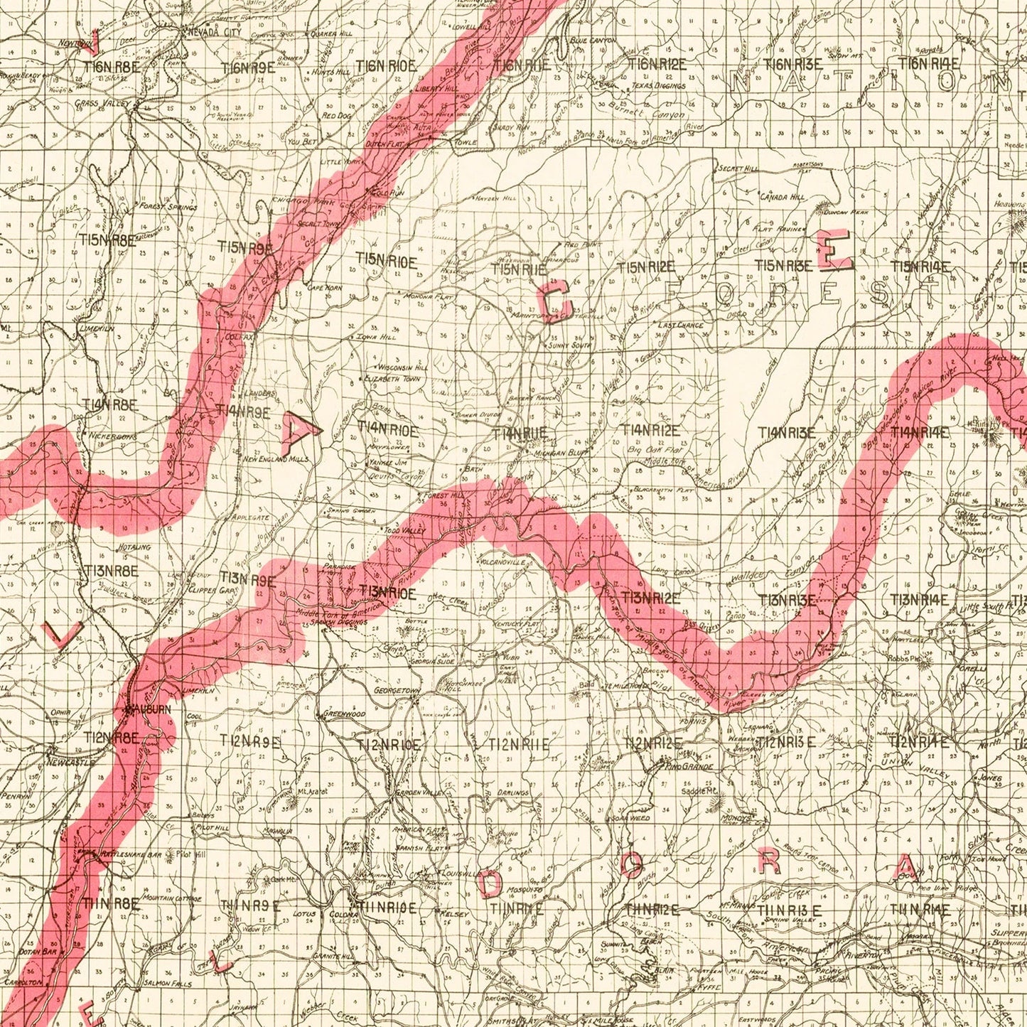 Vintage Map of Placer County, California 1914