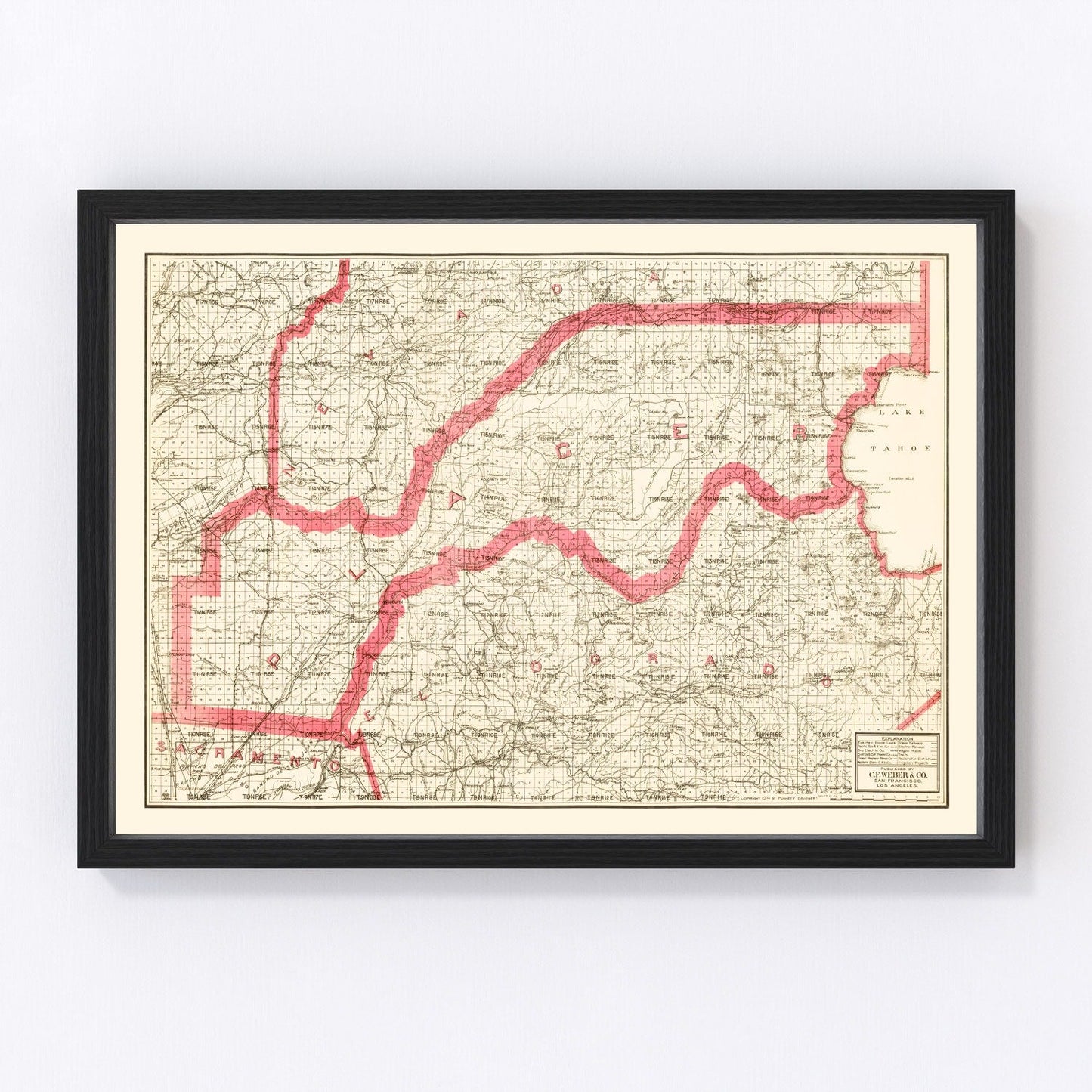 Vintage Map of Placer County, California 1914