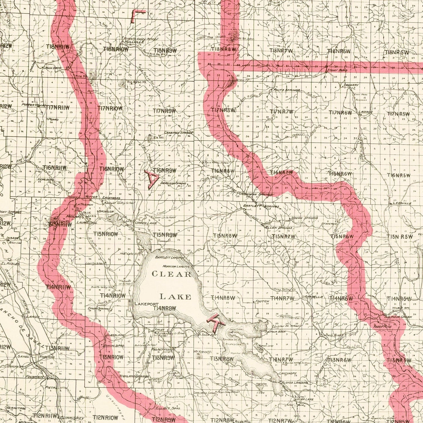 Vintage Map of Lake County, California 1914