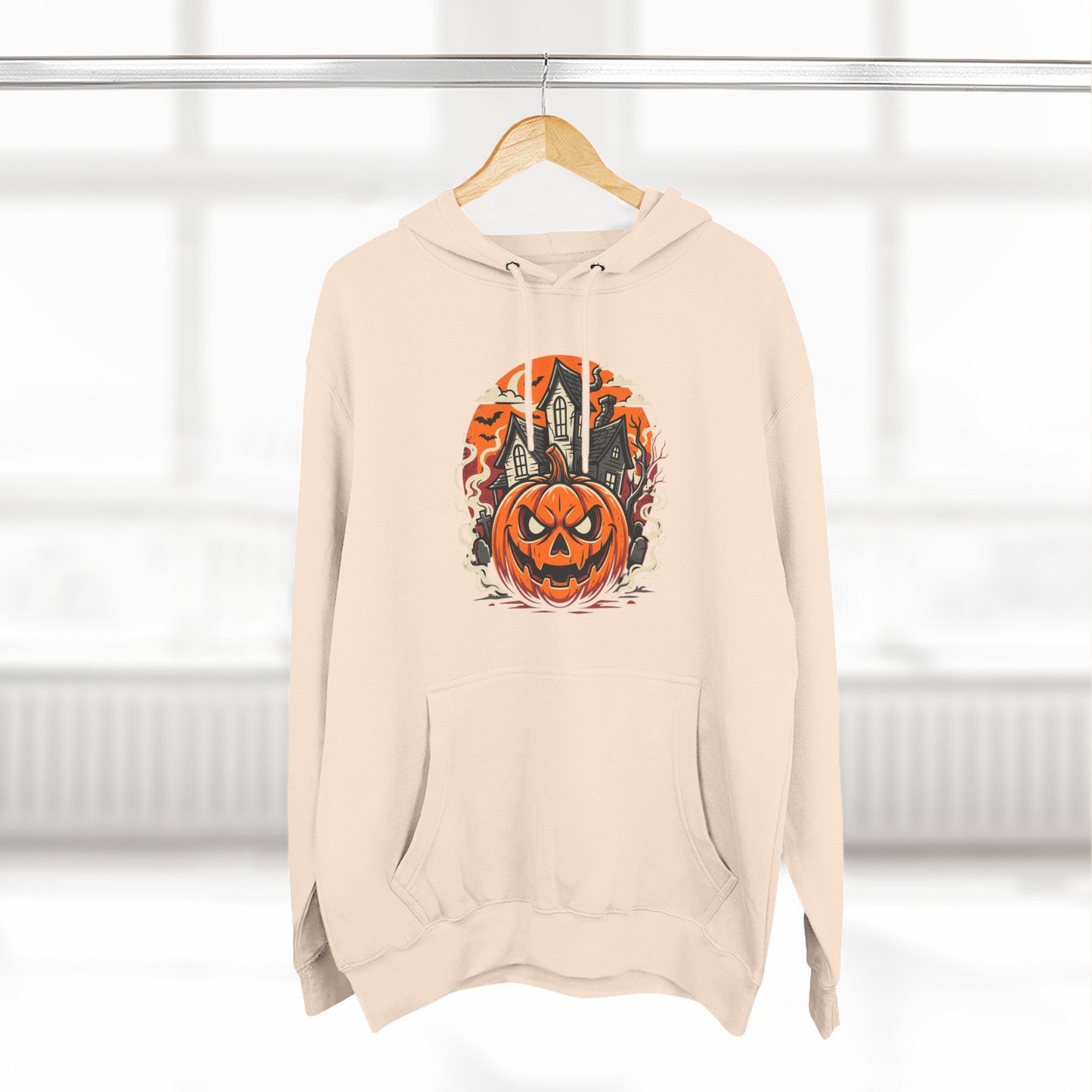 Halloween Pumpkin Hoodie — Jack-O'-Lantern Haunted House Fleece Hoodie