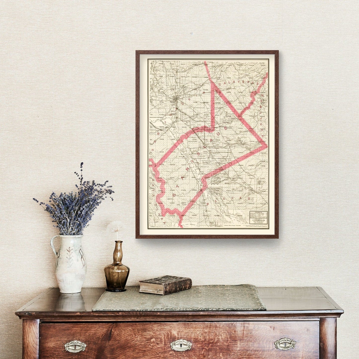 Vintage Map of Stanislaus County, California 1914