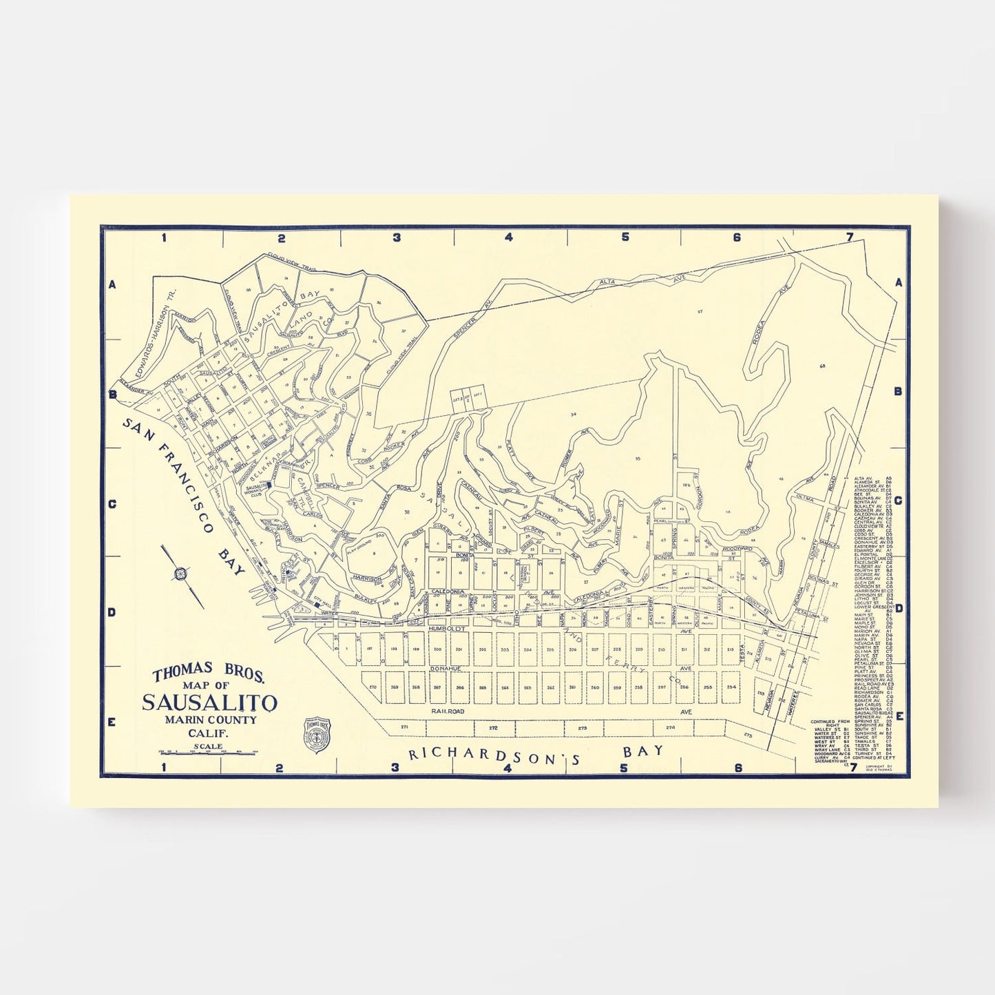 Vintage Map of Sausalito, California 1920