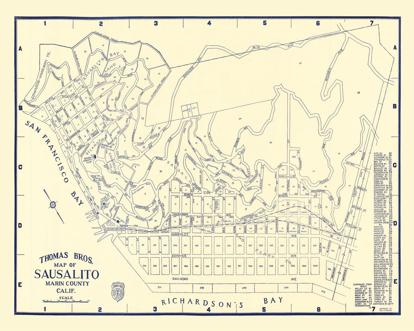 Vintage Map of Sausalito, California 1920